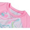 image:imageLands End Girls Chlorine Resistant Short Sleeve Rash Guard Swim Top and Bikini SetLight Pink Multi Swirl