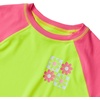 image:imageLands End Girls Chlorine Resistant Short Sleeve Rash Guard Swim Top and Bikini SetNeon Yellow Floral Check