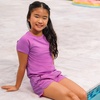 image:imageLands End Girls Graphic Mock Neck UPF 50 Sun Protection Rash GuardOrchid Floral