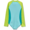 image:imageLands End Girls Long Sleeve Half Zip One Piece UPF 50 SwimsuitBlueYellow Colorblock