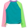 image:imageLands End Girls Long Sleeve Zip Front UPF 50 Rash GuardTealPinkGreen Colorblock