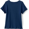 image:imageLands End Girls Short Sleeve Ribbed Henley TShirtDeep Sea Navy