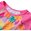 image:imageLands End Girls Slim Rash Guard Swim Top Bikini Top and Bottoms UPF 50 Swimsuit SetTropical FruitPink