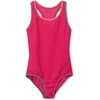 image:imageLands End Girls Chlorine Resistant Racerback One Piece SwimsuitNeon Fuchsia