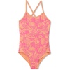 image:imageLands End Girls Chlorine Resistant Reversible One Piece SwimsuitPinkOrange Tropical Floral
