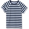 image:imageLands End Girls Graphic Mock Neck UPF 50 Sun Protection Rash GuardDeep Sea Navy Stripes