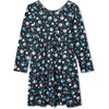 image:imageLands End Girls Long Sleeve Gathered Waist Jersey DressBlack Watercolor Planets