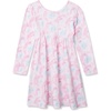 image:imageLands End Girls Long Sleeve Gathered Waist Jersey DressPink Watercolor Rainbow