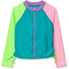 image:imageLands End Girls Long Sleeve Zip Front UPF 50 Rash GuardTealPinkGreen Colorblock