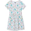 image:imageLands End Girls Short Sleeve Gathered Waist Jersey DressAntique Ivory Floral