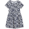 image:imageLands End Girls Short Sleeve Gathered Waist Jersey DressGarden PartyNavy
