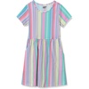 image:imageLands End Girls Short Sleeve Gathered Waist Jersey DressMulti Colorful Stripe