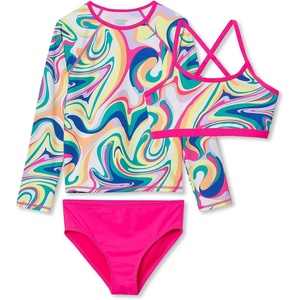 image:imageLands End Big Girls 3 Piece UPF 50 Sun Protection Rash Guard SetMarble SwirlMulti