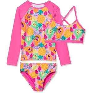 image:imageLands End Big Girls 3 Piece UPF 50 Sun Protection Rash Guard SetTropical FruitPink