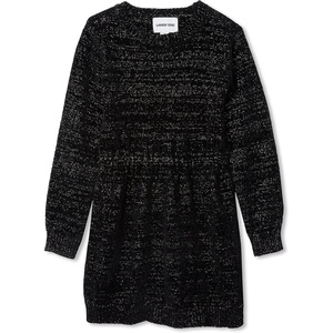 image:imageLands End Girls Chenille Cinched Waist Sweater DressMod Black Glitter