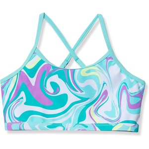 image:imageLands End Girls Chlorine Resistant Criss Cross Bikini TopAruba Blue Multi Swirl
