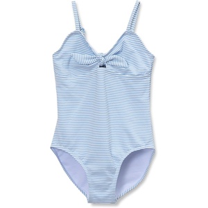 image:imageLands End Girls Chlorine Resistant Cutout One Piece SwimsuitBlueSeersucker Stripe
