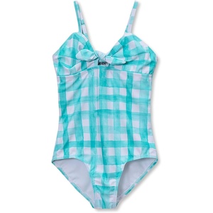 image:imageLands End Girls Chlorine Resistant Cutout One Piece SwimsuitCeramic BluePlaid
