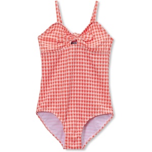 image:imageLands End Girls Chlorine Resistant Cutout One Piece SwimsuitCoralGingham