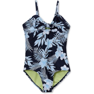 image:imageLands End Girls Chlorine Resistant Cutout One Piece SwimsuitTropical FloralNavy