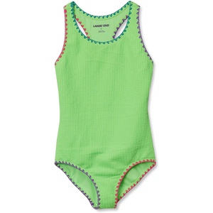 image:imageLands End Girls Chlorine Resistant Racerback One Piece SwimsuitElectric Lime