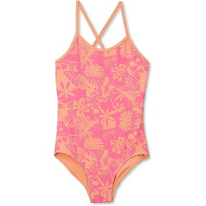image:imageLands End Girls Chlorine Resistant Reversible One Piece SwimsuitPinkOrange Tropical Floral
