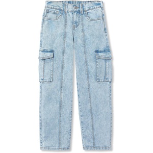image:imageLands End Girls Denim Cargo Wide Leg JeansLight Blue Sky