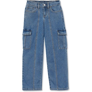 image:imageLands End Girls Denim Cargo Wide Leg JeansMetro Blue
