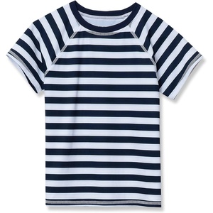 image:imageLands End Girls Graphic Mock Neck UPF 50 Sun Protection Rash GuardDeep Sea Navy Stripes