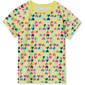 image:imageLands End Girls Graphic Mock Neck UPF 50 Sun Protection Rash GuardHeartsNeon Yellow