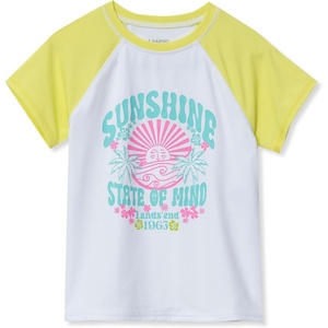 image:imageLands End Girls Graphic Mock Neck UPF 50 Sun Protection Rash GuardSunshineWhite