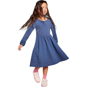 image:imageLands End Girls Long Sleeve Ribbed DressGray Blue
