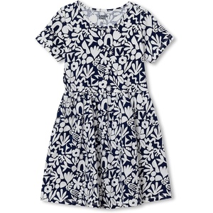 image:imageLands End Girls Short Sleeve Gathered Waist Jersey DressGarden PartyNavy