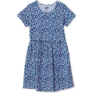 image:imageLands End Girls Short Sleeve Gathered Waist Jersey DressLeopardBlack