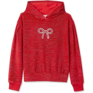 image:imageLands End Girls Velour Hoodie SweatshirtCherry Bow Stripe