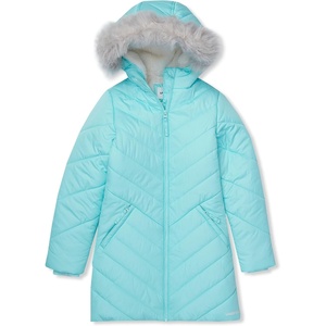 image:imageLands End Girls Water Resistant Velour ParkaAqua Splash