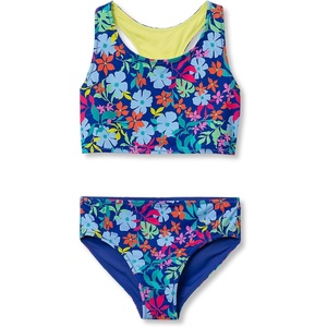 image:imageLands End Girls Wrap Front Bikini Swimsuit SetBlueMulti Floral