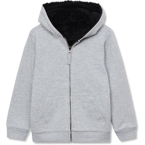 image:imageLands End Kids High Pile Lined Zip HoodieGray HeatherBlack