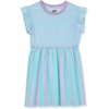 image:imageLands End Girls Gathered Waist Tunic TopAqua Lilac Stripe