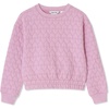 image:imageLands End Girls Knit Quilted Crew Neck SweatshirtQuilted HeartsMauve
