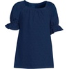 image:imageLands End Girls Plus Short Sleeve Eyelet Ruffle Sleeve TopDeep Sea Navy