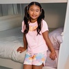 image:imageLands End Girls Short Sleeve Tee and Shorts Pajama SetDreamPrism Pink