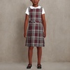 image:imageLands End Girls Uniform Plaid JumperBurgundyGray Plaid