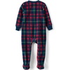 image:imageLands End Kids Footed Fleece SleeperRedDark Navy Multi Plaid