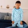 image:imageLands End Kids Long Sleeve Plush Fleece Pajama SetBlue Pine Trees
