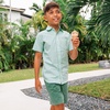 image:imageLands End Kids Short Sleeve Poplin Camp ShirtMint Gingham