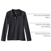 image:imageLands End School Uniform Girls Long Sleeve Feminine Fit Interlock Polo ShirtBlack