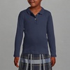 image:imageLands End School Uniform Girls Long Sleeve Feminine Fit Interlock Polo ShirtClassic Navy