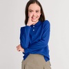 image:imageLands End School Uniform Girls Long Sleeve Feminine Fit Interlock Polo ShirtCobalt