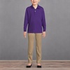 image:imageLands End School Uniform Girls Long Sleeve Feminine Fit Interlock Polo ShirtDeep Purple